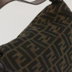 Brand Street FENDI Zucchino Canvas Mamma Baguette Shoulder Bag Black Brown Auth Ep3562 -Best Jewelry Store ep3562 6
