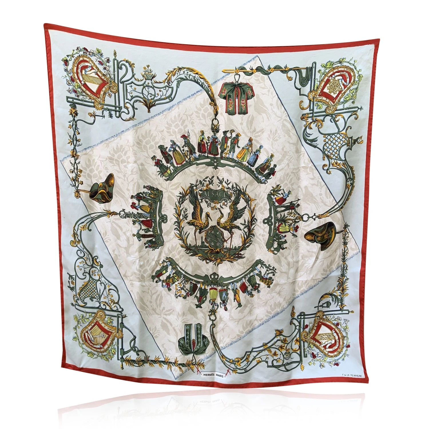 Opherty Ciocci HERMES Paris Vintage Silk Scarf Alsace De La Perriere 1960 3 Opherty Ciocci HERMES Paris Vintage Silk Scarf Alsace De La Perriere 1960