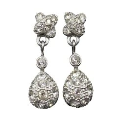 Style Tribute Swarovski Crystal Drop Earrings In Silver Metal