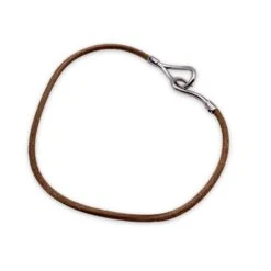 Opherty Ciocci HERMES Tan Leather Double Tour Silver Metal Jumbo Hook Bracelet