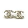 Lar Vintage CHANEL Gold CC Pastel Pink Pearl Piercing Earrings -Best Jewelry Store gd cc pastel pk pearl piercing 1