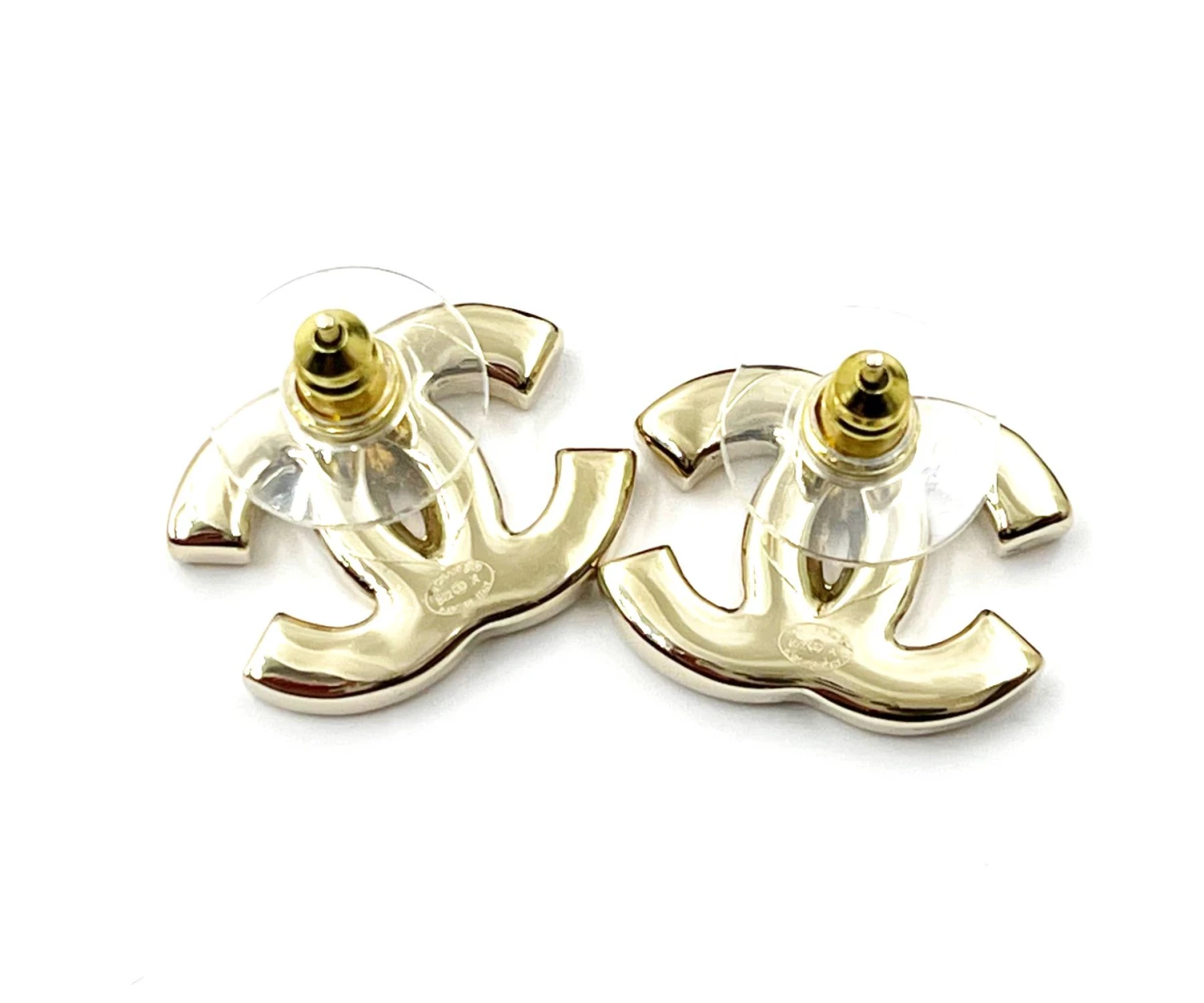 Lar Vintage CHANEL Brand New Gold CC White Enamel Reissued Piercing Earrings 5 Lar Vintage CHANEL Brand New Gold CC White Enamel Reissued Piercing Earrings - Image 3