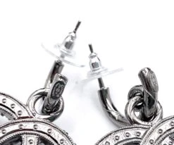 Lar Vintage CHANEL Brand New Grey CC Crystal Pearl XL Piercing Earrings -Best Jewelry Store gry cc pearl crystal hoop lg piercin 4