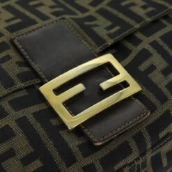 Brand Street FENDI Zucca Canvas Mamma Baguette Shoulder Bag Black Brown Auth Hk1297 -Best Jewelry Store hk1297 14