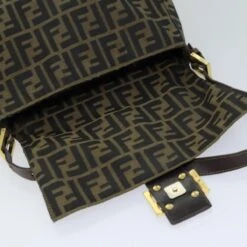 Brand Street FENDI Zucca Canvas Mamma Baguette Shoulder Bag Black Brown Auth Hk1297 -Best Jewelry Store hk1297 15