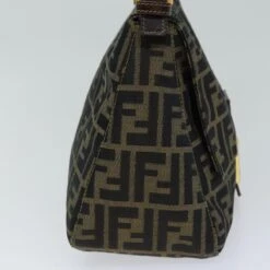Brand Street FENDI Zucca Canvas Mamma Baguette Shoulder Bag Black Brown Auth Hk1297 -Best Jewelry Store hk1297 4