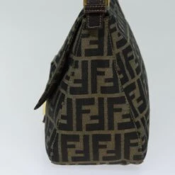 Brand Street FENDI Zucca Canvas Mamma Baguette Shoulder Bag Black Brown Auth Hk1297 -Best Jewelry Store hk1297 5