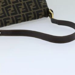 Brand Street FENDI Zucca Canvas Mamma Baguette Shoulder Bag Black Brown Auth Hk1297 -Best Jewelry Store hk1297 7