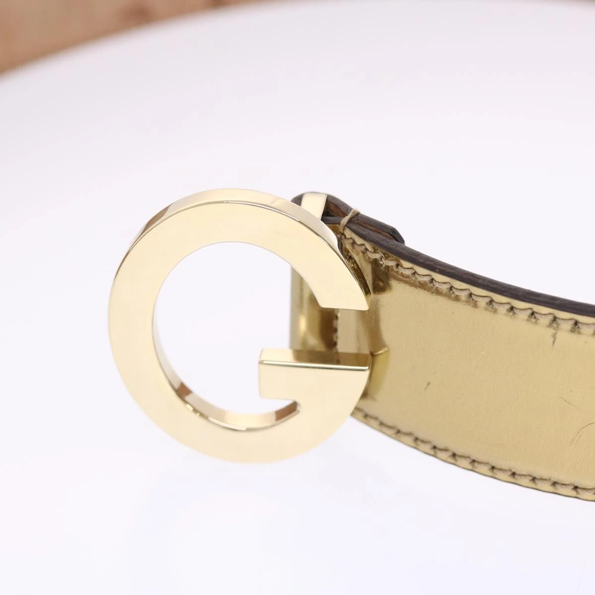 Brand Street GUCCI Belt Leather 29.9"-33.1" Gold Tone Auth Hk796 8 Brand Street GUCCI Belt Leather 29.9"-33.1" Gold Tone Auth Hk796 - Image 6