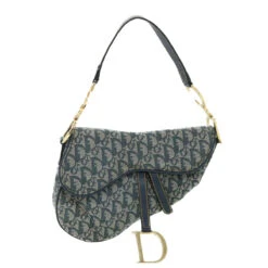 Brand Street CHRISTIAN DIOR Trotter Canvas Saddle Shoulder Bag Navy Auth Hk851 -Best Jewelry Store hk851 2