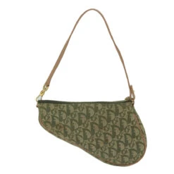 Brand Street CHRISTIAN DIOR Trotter Canvas Saddle Pouch Accessory Pouch Green Auth Hk994 -Best Jewelry Store hk994 3