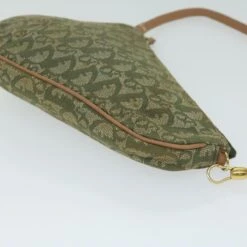 Brand Street CHRISTIAN DIOR Trotter Canvas Saddle Pouch Accessory Pouch Green Auth Hk994 -Best Jewelry Store hk994 5