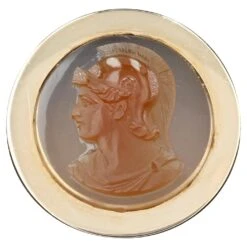Sarl Baume 20th Century Agate Cameo 18 Karat Rose Gold Antique Ring