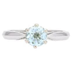 Sarl Baume French 1970s Aquamarine 18 Karat White Gold Solitaire Ring