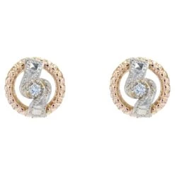 Sarl Baume French 1960s Diamonds 18 Karat Rose White Gold Earrings