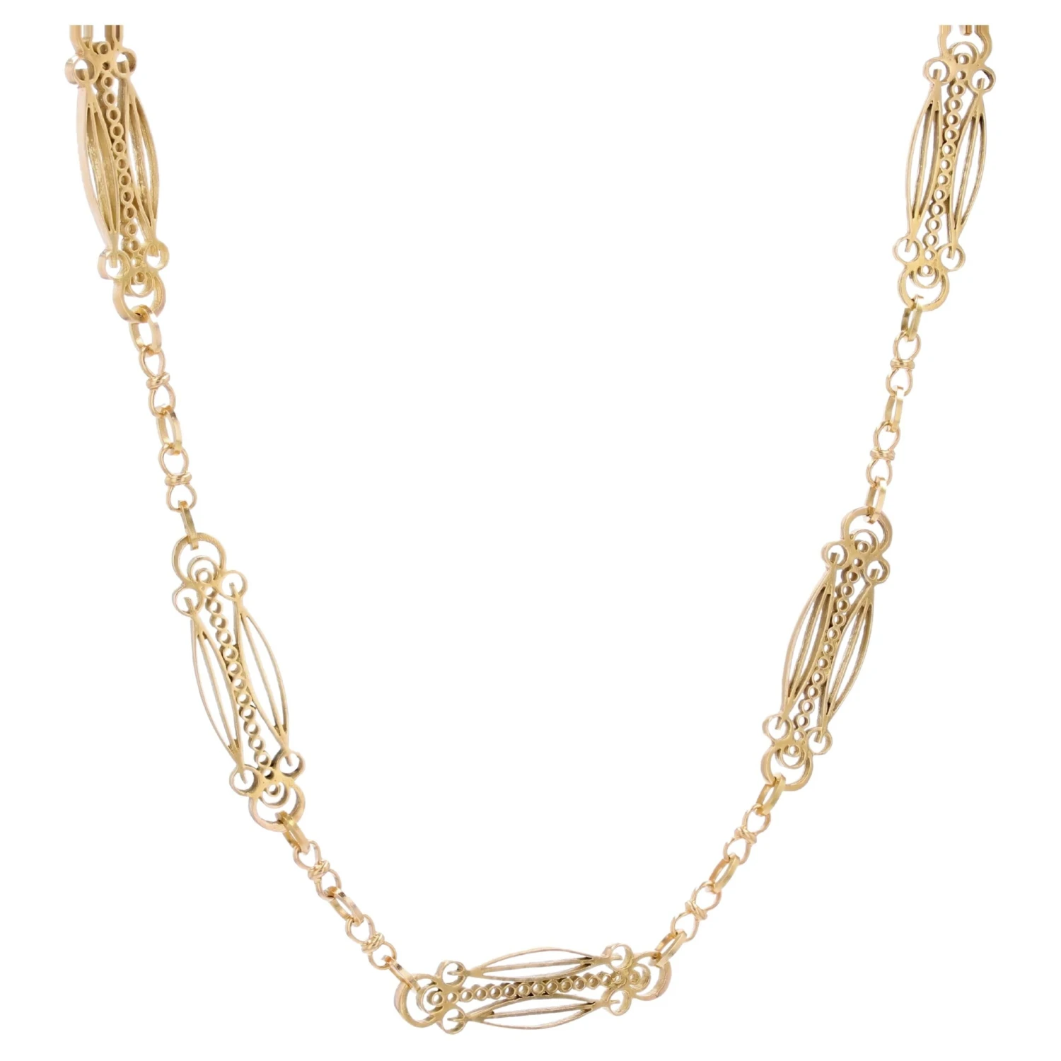 Sarl Baume French Art Nouveau 18 Karat Yellow Gold Art Nouveau Long Necklace 3 Sarl Baume French Art Nouveau 18 Karat Yellow Gold Art Nouveau Long Necklace