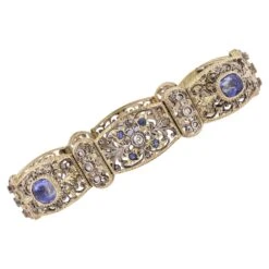 Sarl Baume 1930s Natural Ceylon Sapphires And Diamonds 18 Karat Yellow Gold Bracelet