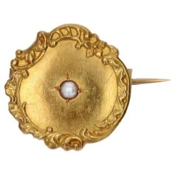 Sarl Baume French 20th Century Fine Pearl 18 Karat Yellow Gold Collar Brooch