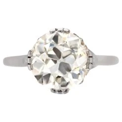 Sarl Baume French 20th Century 3, 07 Carats Diamond Platinum Solitaire Ring