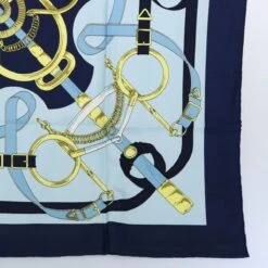 Brand Street HERMES Carre 90 Eperon D'or Scarf Silk Navy Auth Ki3752 -Best Jewelry Store ki3752 10