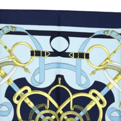 Brand Street HERMES Carre 90 Eperon D'or Scarf Silk Navy Auth Ki3752 -Best Jewelry Store ki3752 3