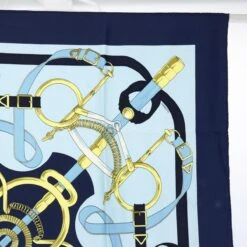 Brand Street HERMES Carre 90 Eperon D'or Scarf Silk Navy Auth Ki3752 -Best Jewelry Store ki3752 4