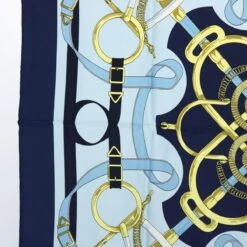 Brand Street HERMES Carre 90 Eperon D'or Scarf Silk Navy Auth Ki3752 -Best Jewelry Store ki3752 5