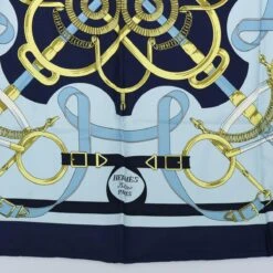 Brand Street HERMES Carre 90 Eperon D'or Scarf Silk Navy Auth Ki3752 -Best Jewelry Store ki3752 9