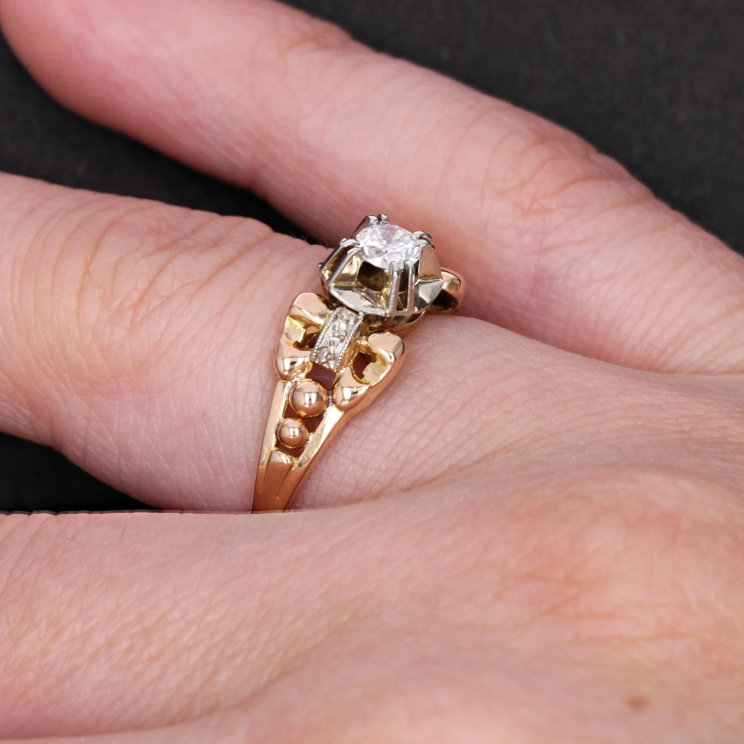 Sarl Baume French 1950s Retro Diamond 18 Karat Yellow Gold Solitaire Ring 13 Sarl Baume French 1950s Retro Diamond 18 Karat Yellow Gold Solitaire Ring - Image 11