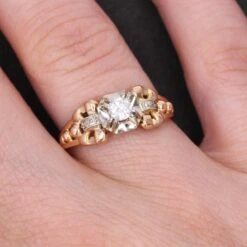 Sarl Baume French 1950s Retro Diamond 18 Karat Yellow Gold Solitaire Ring 20 Sarl Baume French 1950s Retro Diamond 18 Karat Yellow Gold Solitaire Ring -Best Jewelry Store lot23 06 master