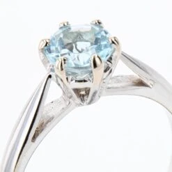 Sarl Baume French 1970s Aquamarine 18 Karat White Gold Solitaire Ring -Best Jewelry Store lot 02 09 09 master