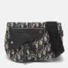 The Luxury Closet DIOR Navy Blue/Black Oblique Canvas And Leather Saddle Pouch Bag -Best Jewelry Store luxury men dior used bags p1001060 009