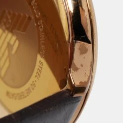 The Luxury Closet EMPORIO ARMANI Brown Gold PVD Coated Stainless Steel Embossed Leather Classic AR1613 Men's Wristwatch 41 Mm -Best Jewelry Store luxury men emporio armani used watches p1004904 001