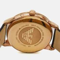 The Luxury Closet EMPORIO ARMANI Brown Gold PVD Coated Stainless Steel Embossed Leather Classic AR1613 Men's Wristwatch 41 Mm -Best Jewelry Store luxury men emporio armani used watches p1004904 005