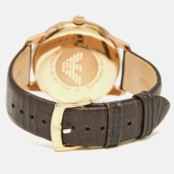 The Luxury Closet EMPORIO ARMANI Brown Gold PVD Coated Stainless Steel Embossed Leather Classic AR1613 Men's Wristwatch 41 Mm -Best Jewelry Store luxury men emporio armani used watches p1004904 006
