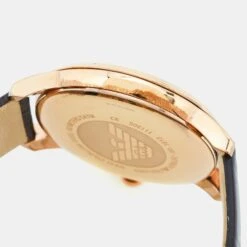 The Luxury Closet EMPORIO ARMANI Brown Gold PVD Coated Stainless Steel Embossed Leather Classic AR1613 Men's Wristwatch 41 Mm -Best Jewelry Store luxury men emporio armani used watches p1004904 008