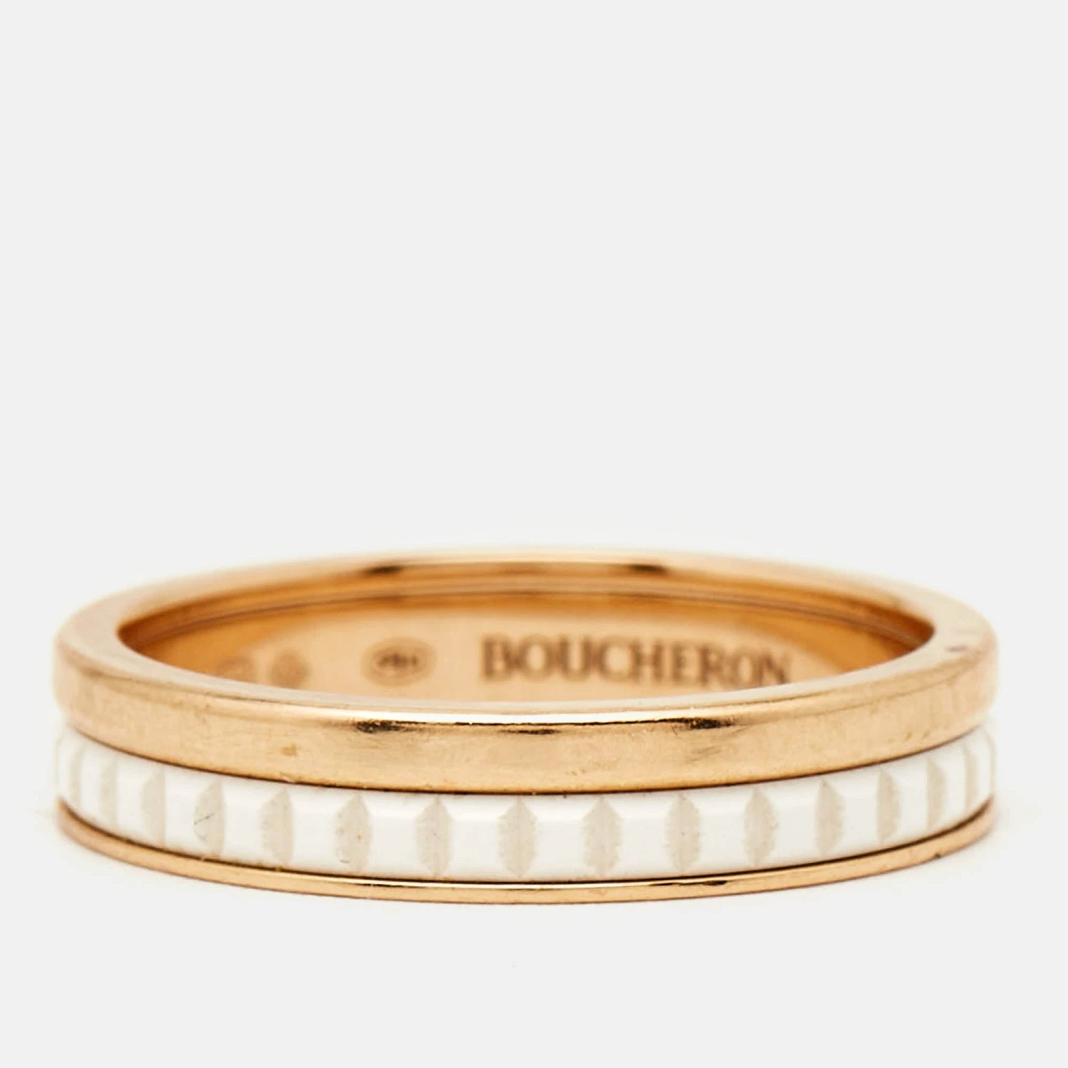 The Luxury Closet BOUCHERON Quatre White Edition Ceramic 18k Rose Gold Ring Size 50 4 The Luxury Closet BOUCHERON Quatre White Edition Ceramic 18k Rose Gold Ring Size 50 - Image 2