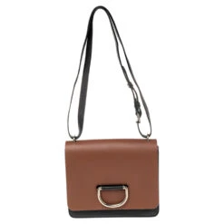 The Luxury Closet Burberry Brown/Black Leather Small D-Ring Shoulder Bag