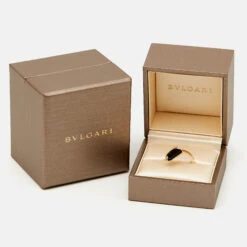 The Luxury Closet BVLGARI Gelati Onyx Diamond 18k Rose Gold Ring Size 56 -Best Jewelry Store luxury women bvlgari used fine jewelry p1005250 008