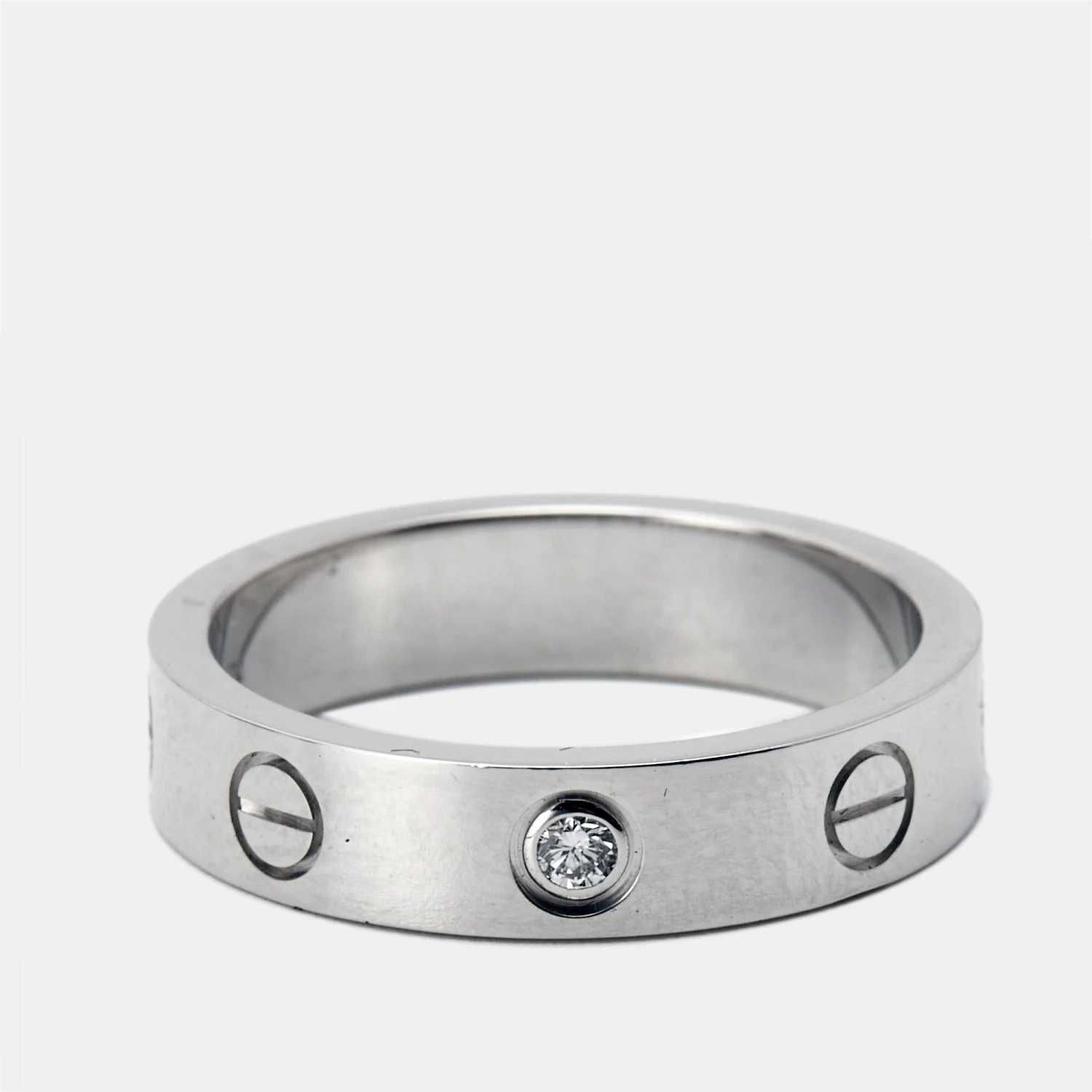 The Luxury Closet CARTIER Love 1 Diamond 18K White Gold Narrow Wedding Band Ring Size 49 4 The Luxury Closet CARTIER Love 1 Diamond 18K White Gold Narrow Wedding Band Ring Size 49 - Image 2