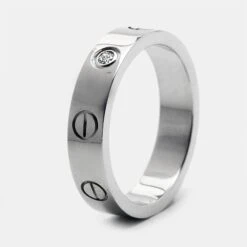 The Luxury Closet CARTIER Love 1 Diamond 18K White Gold Narrow Wedding Band Ring Size 49