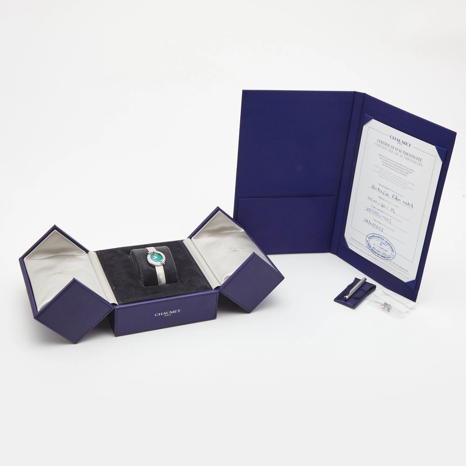 The Luxury Closet CHAUMET Green Stainless Steel Diamond Hortensia Eden W83880-001 Women's Wristwatch 22 Mm 10 The Luxury Closet CHAUMET Green Stainless Steel Diamond Hortensia Eden W83880-001 Women's Wristwatch 22 Mm - Image 8