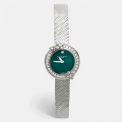 The Luxury Closet CHAUMET Green Stainless Steel Diamond Hortensia Eden W83880-001 Women's Wristwatch 22 Mm