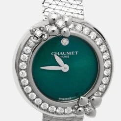 The Luxury Closet CHAUMET Green Stainless Steel Diamond Hortensia Eden W83880-001 Women's Wristwatch 22 Mm 12 The Luxury Closet CHAUMET Green Stainless Steel Diamond Hortensia Eden W83880-001 Women's Wristwatch 22 Mm -Best Jewelry Store luxury women chaumet used watches p927182 007