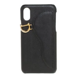 The Luxury Closet DIOR Black Leather Saddle IPhone X Case