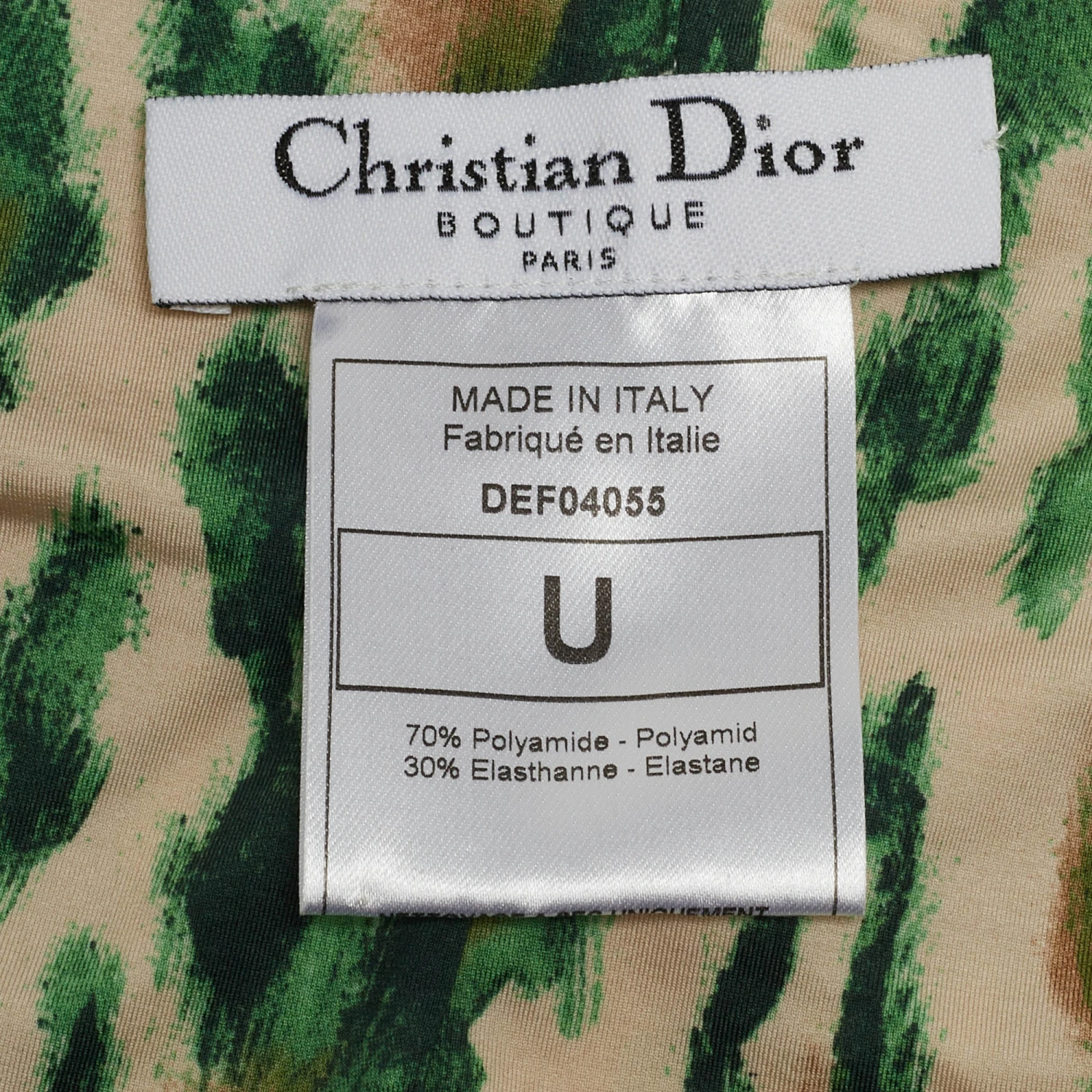 The Luxury Closet DIOR Vintage Beige/Green Leopard Print Nylon Head Band One Size 7 The Luxury Closet DIOR Vintage Beige/Green Leopard Print Nylon Head Band One Size - Image 5