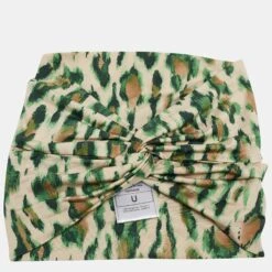 The Luxury Closet DIOR Vintage Beige/Green Leopard Print Nylon Head Band One Size