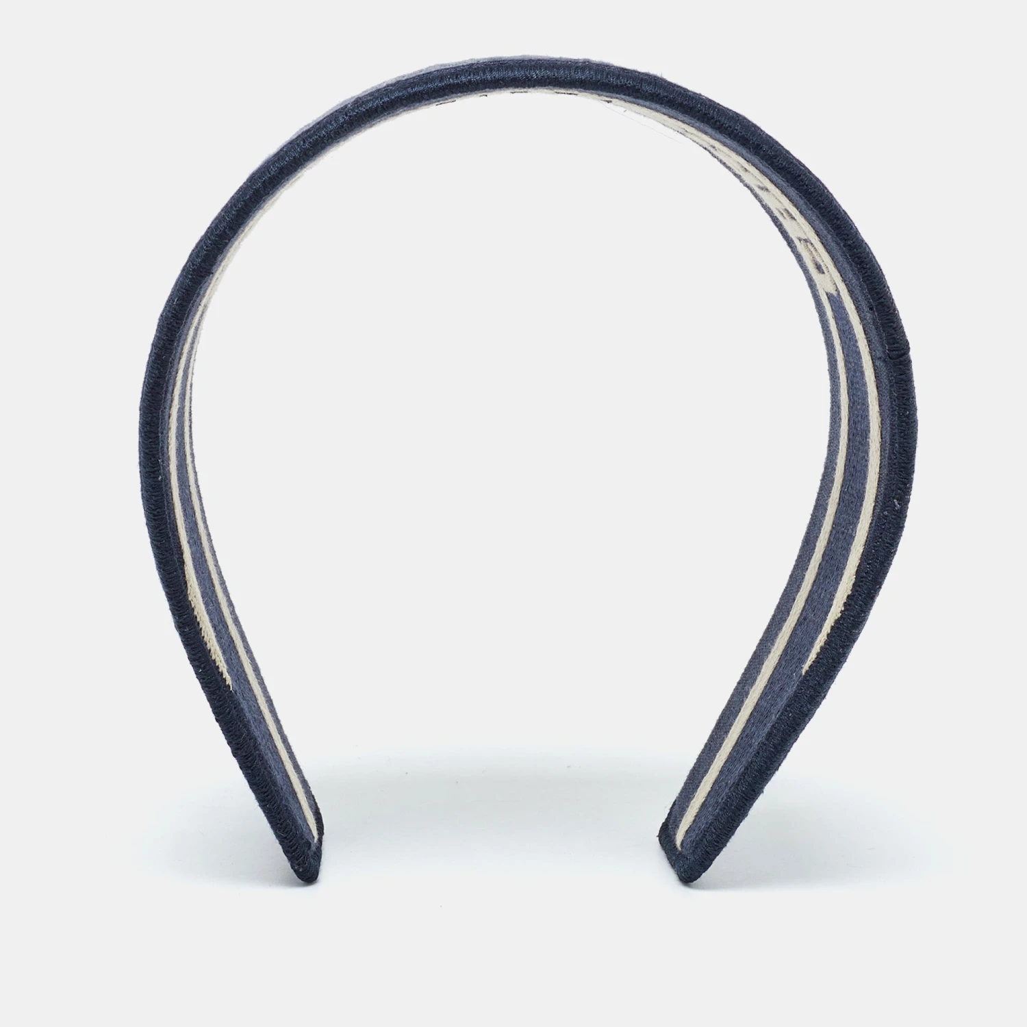 The Luxury Closet DIOR Navy Blue Oblique Embroidered Headband 4 The Luxury Closet DIOR Navy Blue Oblique Embroidered Headband - Image 2