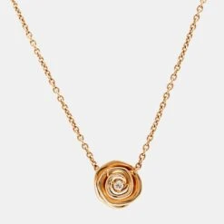 The Luxury Closet DIOR Large Rose Couture Diamond 18k Rose Gold Necklace