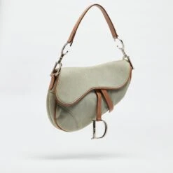 The Luxury Closet DIOR Brown/Blue Denim And Leather Saddle Bag -Best Jewelry Store luxury women dior used handbags p966561 021